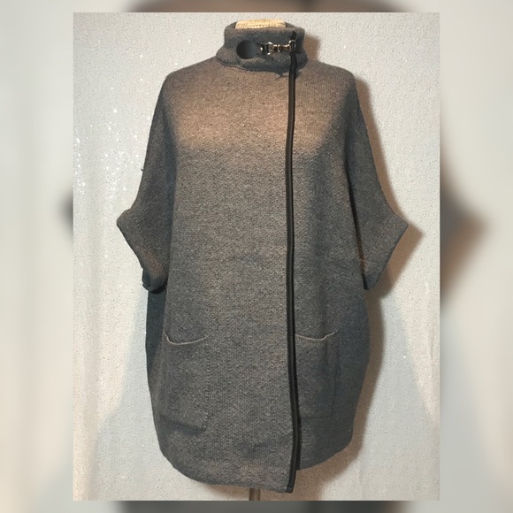 Cejon Cape Jacket sweater Grey One Size NWT